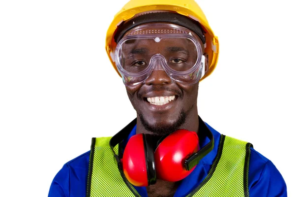 幸せなアフリカ工業労働者のクローズ アップ — ストック写真