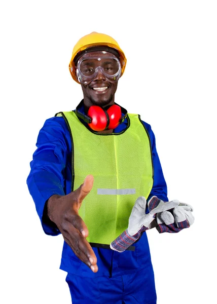 Dost erkek Afrikalı inşaat işçisi — Stok fotoğraf