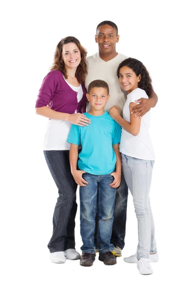 Счастливая многорасовая семья из четырех человек — стоковое фото