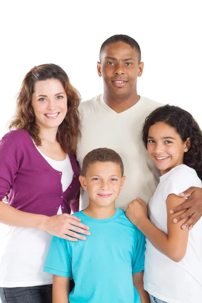 Família multirracial feliz de quatro — Fotografia de Stock