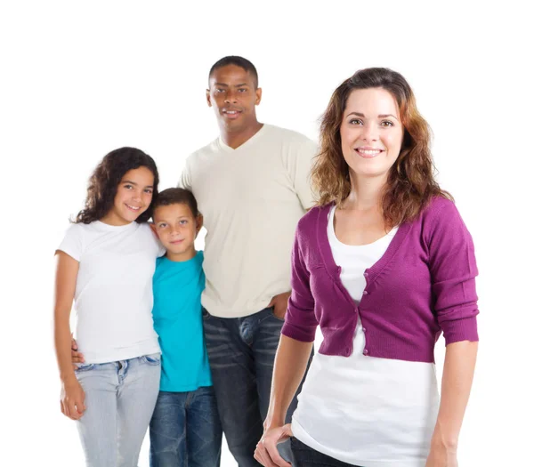 Lycklig multiracial familj — Stockfoto