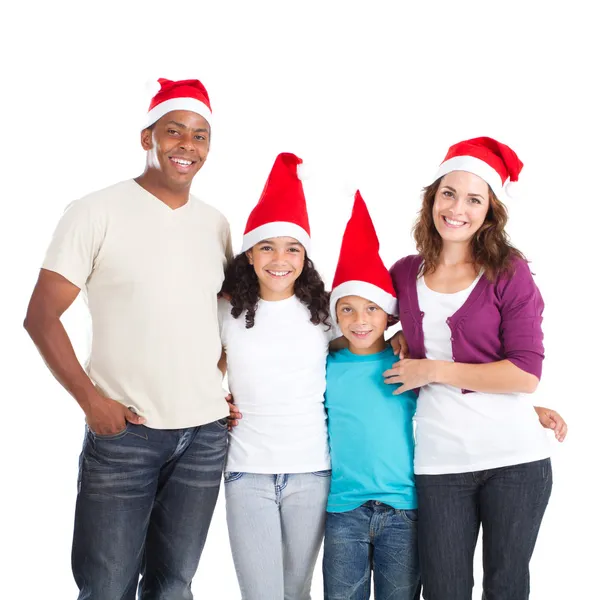 Família multirracial feliz de quatro — Fotografia de Stock