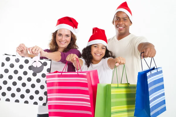 Szczęśliwa rodzina świąteczne zakupy — Zdjęcie stockowe