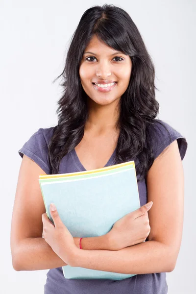 Cute indian university student holding books — Stock Photo, Image