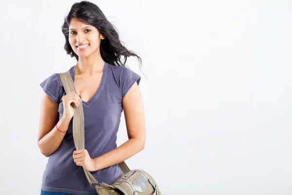 Vrouwelijke student met een schoudertas — Stockfoto