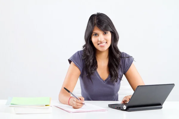 Happy indian college student studying — Stock Photo, Image