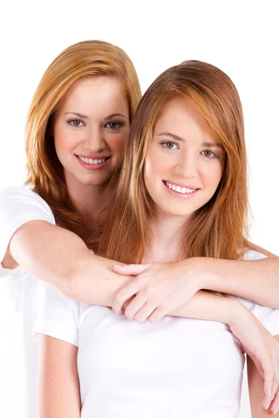 Siostry nastolatek portret na biały — Zdjęcie stockowe