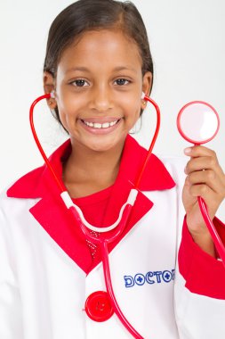 Little doctor holding a stethoscope clipart