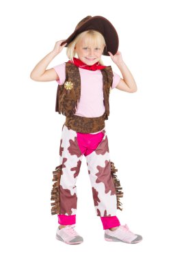 Little cute cowgirl studio portrait clipart