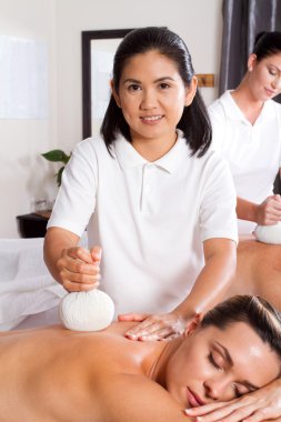 Professional Thai herbal compress massage clipart