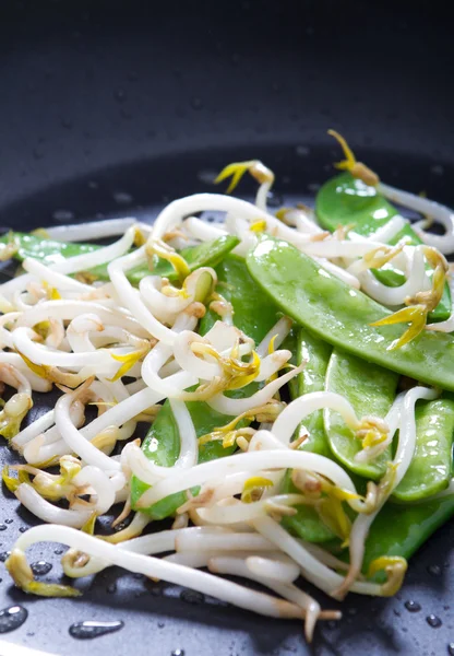 Bean sprout and pea stir fry