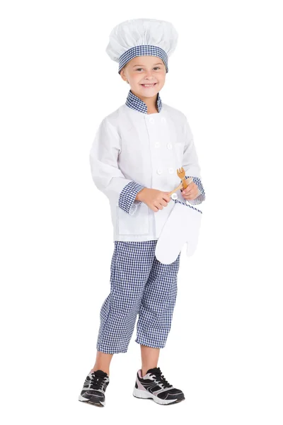 Felice bambina in uniforme da chef — Foto Stock