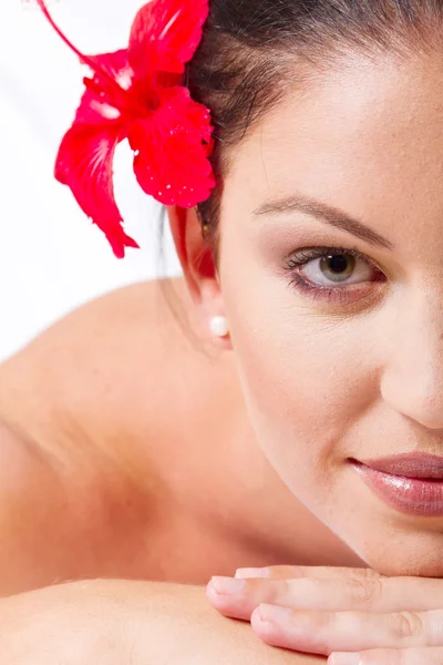Young spa woman half face portrait — Stock Photo, Image
