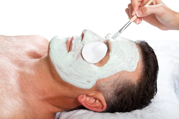 Middle age man with facial mask — Stock Photo, Image