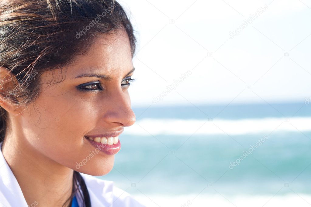 Attractive female nurse portrait outdoors