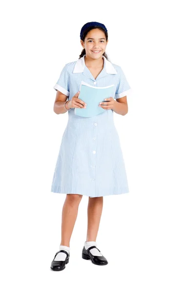 Nedospělý školačka v uniformě — Stock fotografie