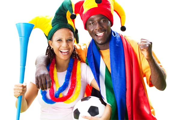 Cheerful african soccer fans Royalty Free Stock Images