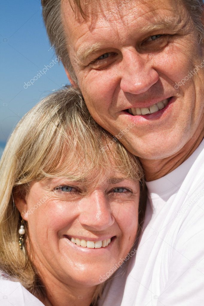 Middle aged couple closeup portrait