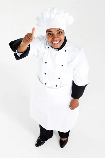 African american chef-kok duim omhoog — Stockfoto