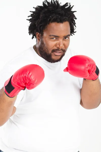 Africano americano com luvas de boxe — Fotografia de Stock