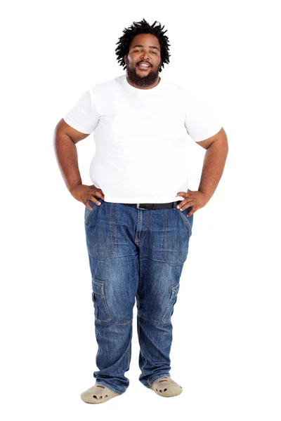 Engraçado homem americano africano isolado no branco — Fotografia de Stock