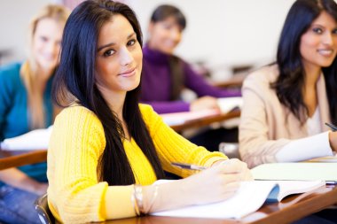 Group of college students in classroom clipart