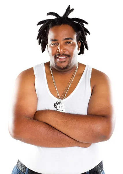 Túlsúlyos afro-amerikai rapper — Stock Fotó