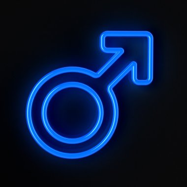 Male symbol in neon blue clipart