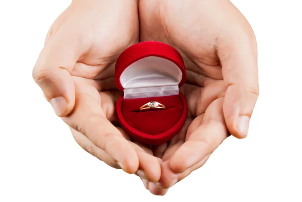 결혼 반지와 밤색 상자 — 스톡 사진