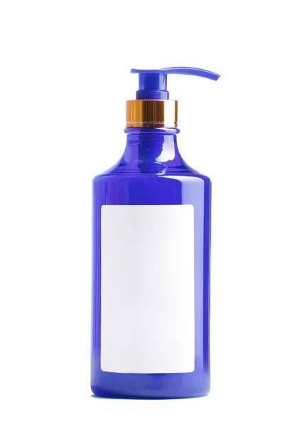 Frasco de plástico azul de sabão líquido — Fotografia de Stock