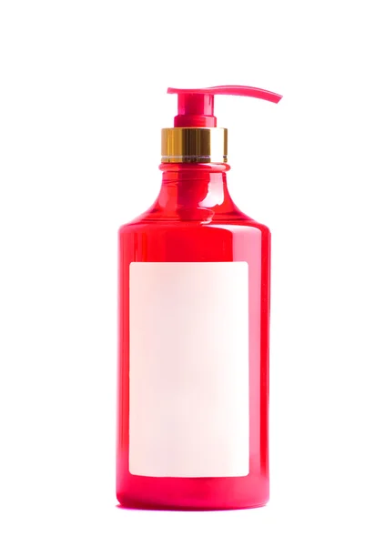 Frasco de plástico vermelho de sabão líquido — Fotografia de Stock