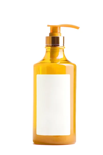 Frasco de plástico amarelo de sabão líquido — Fotografia de Stock