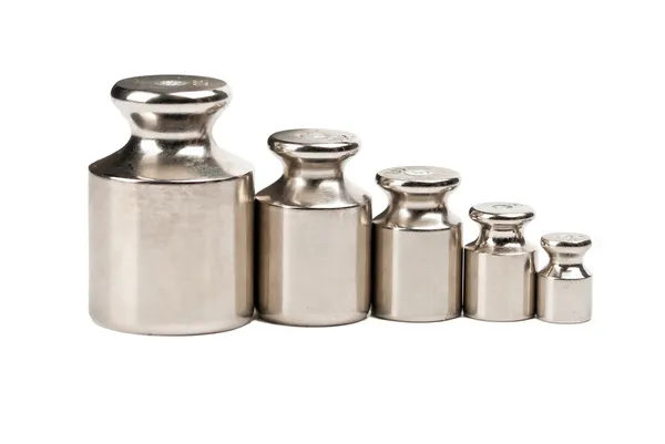 Five weights of various sizes Stock Picture
