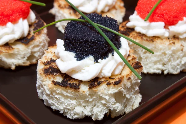 Macro Of Caviar Canapés — Stockfoto