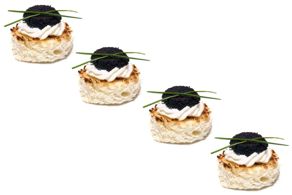 Fundo com Canapés de Caviar — Fotografia de Stock