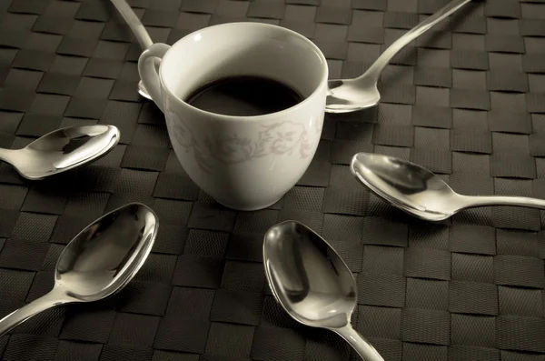 Coffee and teaspoons still life — Stock Photo, Image