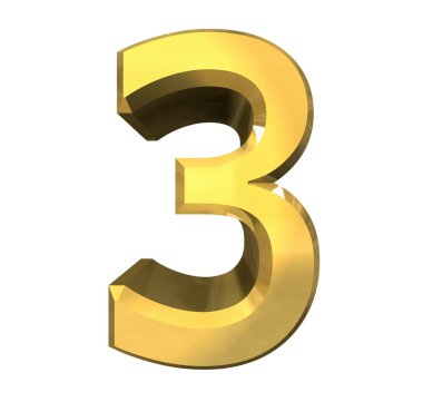 3d number 3 in gold clipart