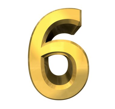 3d number 6 in gold clipart