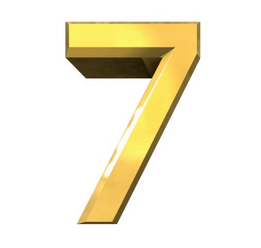 3d number 7 in gold clipart