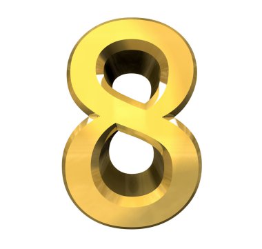 3d number 8 in gold clipart