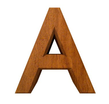 3d letter A in wood clipart