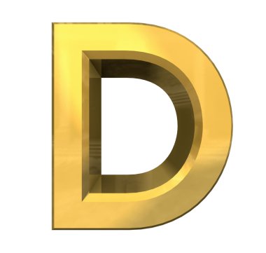 Gold 3d letter D clipart