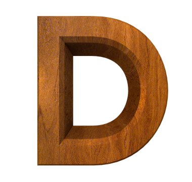 3d letter D in wood clipart