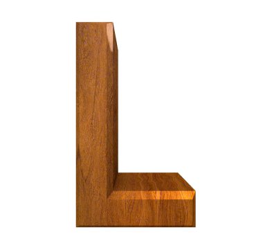 3d letter L in wood clipart