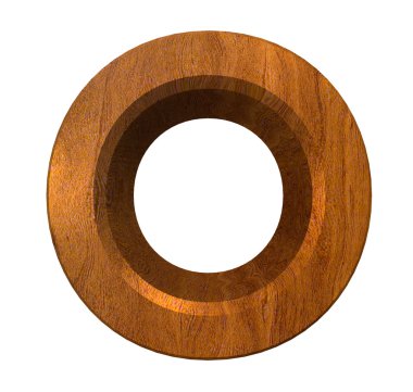 3d letter O in wood clipart