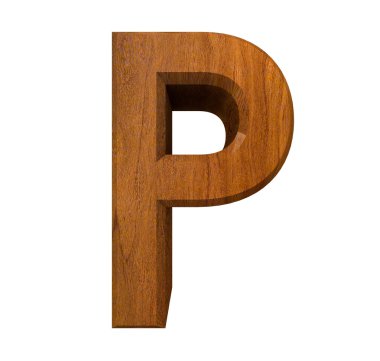 3d letter P in wood clipart