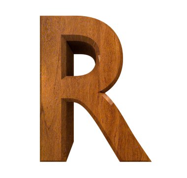 3d letter R in wood clipart