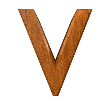 3d letter V in wood clipart