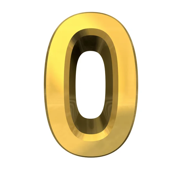 3D siffran 0 i guld — Stockfoto