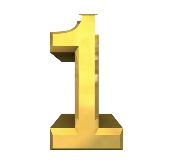 3d number 1 in gold — Stock Photo, Image